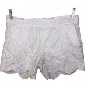 Loft white cotton crochet shorts pockets size XS